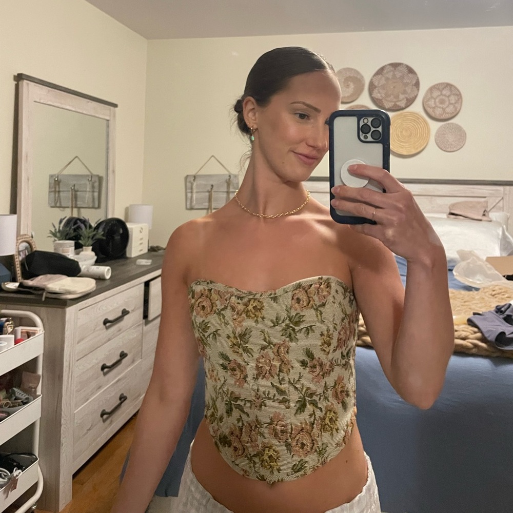 Bobbles and Lace floral corset top